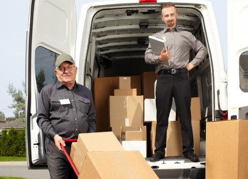 Moving boxes and labelled items prepared by packers in Fulham