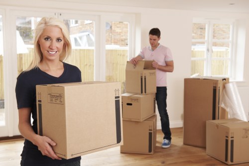 A well-organised Fulham removal with boxes and furniture ready for transport