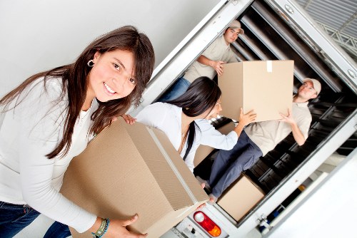 Securely packed moving boxes loaded safely for transport