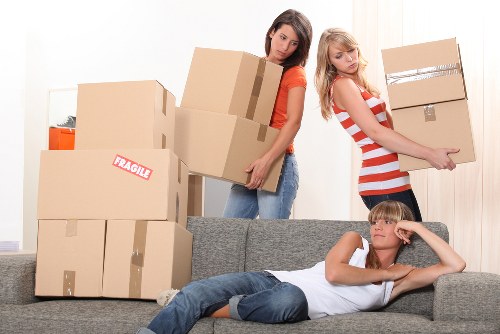 Packed moving boxes prepared for house removals in Fulham